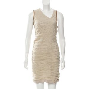 Yigal Azrouël beige dress with leather trim
